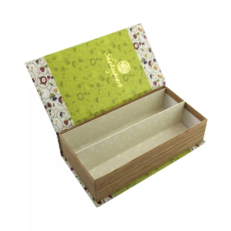 Custom Magnetic Closure Decorative Gold Hot Stamping Rigid Cardboard Fake Book Shaped Gift Box