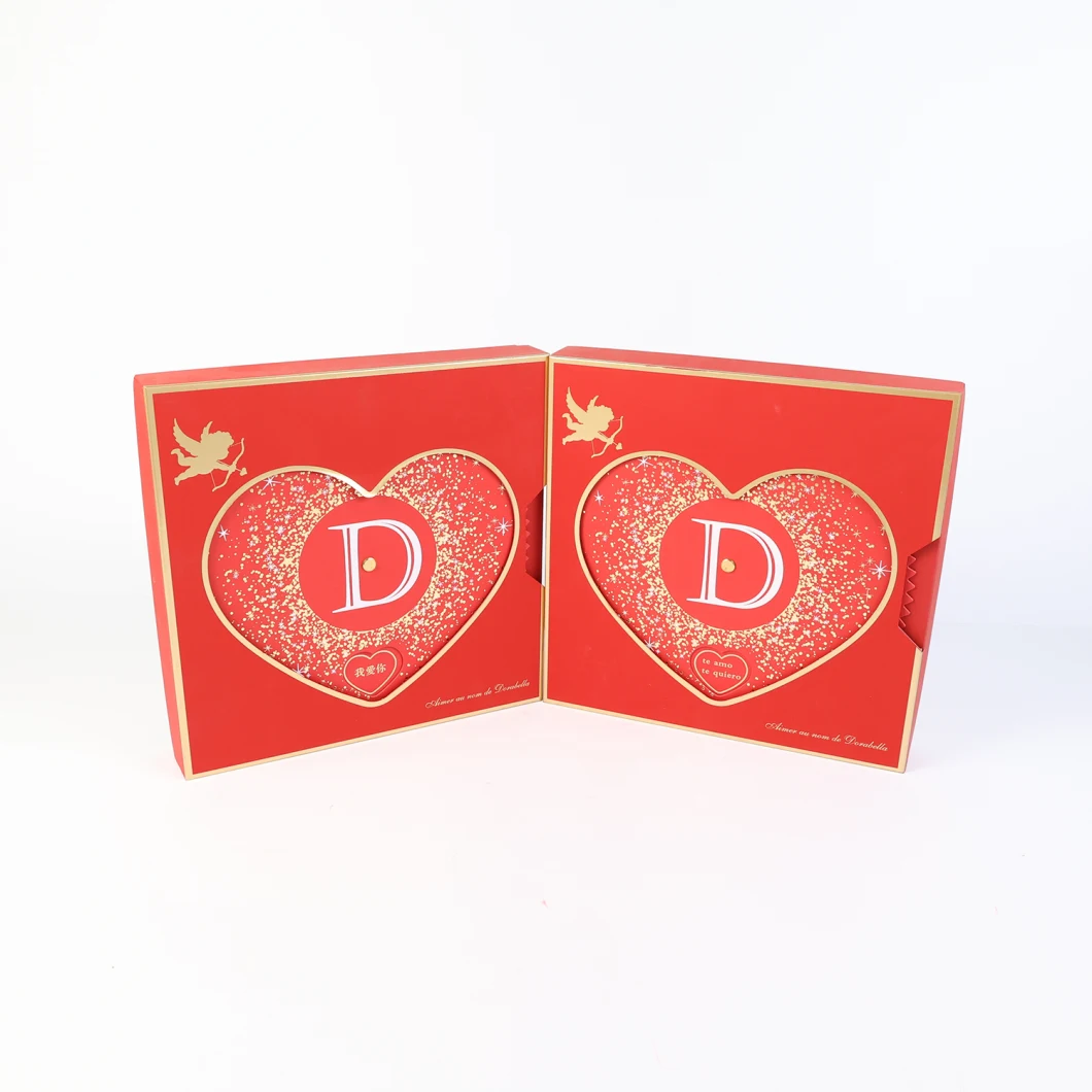 Hot Stamping Custom Hollow Heart Pull-out Chocolate Gift Packing Printing Box in Cheapest